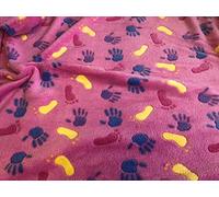 Double Sided Super Soft Cuddle Fleece Fabric Material - Hands FEET Pink, 1Mtr 150cmx100cm