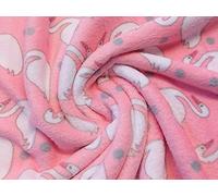 Double Sided Super Soft Cuddle Fleece Fabric Material Pink SWAN, 1Mtr 150cmx100cm