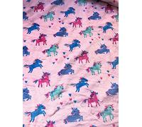 Double Sided Super Soft Cuddle Fleece Fabric Material - Pink Unicorn, 1Mtr 150cmx100cm