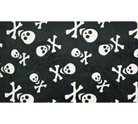 Double Sided Super Soft Cuddle Fleece Fabric Material - Skull & Bones, 1Mtr 150cmx100cm