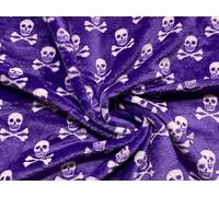 Double Sided Super Soft Cuddle Fleece Fabric Material Skulls Purple 1MTR