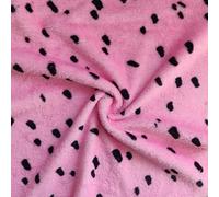 Double Sided Supersoft Cuddle Fleece Fabric Material Black BLOTCHES ON Pink, 1Mtr 150cmx100cm