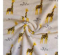 Double Sided Supersoft Cuddle Fleece Fabric Material Giraffes ON Beige, 1Mtr 150cmx100cm