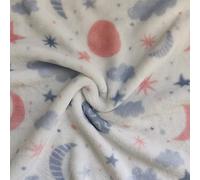 Double Sided Supersoft Cuddle Fleece Fabric Material White Moon and Stars, Sample 10cmx10cm
