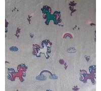 Double Sided Supersoft Cuddle Fleece Fabric Material White Rainbows & Unicorns, 1Mtr 150cmx100cm