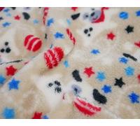 Double Sided Supersoft Cuddlesoft Fleece Fabric Material Beige Dog and Ball 1/8MTR