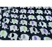 Double Sided Supersoft Cuddlesoft Fleece Fabric Material - Elephants Navy Blue, 1Mtr 150cmx100cm