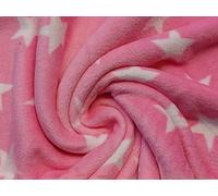 Double Sided Supersoft Cuddlesoft Fleece Fabric Material Pink Stars, 1Mtr 150cmx100cm