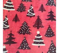 Double Sided Supersoft Cuddlesoft Fleece Fabric Material RED Christmas Trees, 1Mtr 150cmx100cm