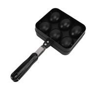 Double Sided Takoyaki Grill Pan 6 Holes Nonstick Takoyaki Grill Pan Kitchen Cooking Baking Cake Tool Black Aluminum Alloy Plastic Stainless Steel 17.5x34.5cm