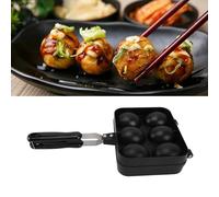 Double Sided Takoyaki Maker 6 Holes Nonstick Takoyaki Grill Pan Kitchen Cooking Baking Cake Tool Black