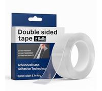 Double Sided Tape Heavy Duty,3m Strong Double Sided Mounting Nano Tape,Multipurpose Clear Adhesive Picture Hanging Strips,Removable Adhesive Sticky Tape for Poster Walls Decor Carpet (Pack 2)