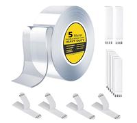 Double Sided Tape Heavy Duty（5.0m * 2.0cm*2mm Command Strips 8-Pairs(16Strips) Adhesive Picture Hanging Strip, Large 70x16mm Damage Free Removable Wall Adhesive Strips for Poster Picture Hanger