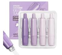 Double Sided Tape Pens For Crafting, 4PCS Retractable Adhesive Sticky Dispenser, White Out Paper Correction Tape, Gradient Colors Glue Roller Tapes Pen, Scrapbook Supplies For DIY Crafts, Card(Purple)