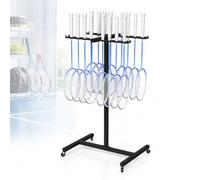 Double-sided Tennis Racket Storage Rack, Mobile Tennis Racquet Storage Rack With Casters, Holds Max 32 Rackets, Sports Badminton Racket Holder Cart, For Training Ground Club School