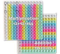 Double-Sided Times Table Poppet 12×12 - Macaron Colour Multiplication & Addition Toy, Educational Silicone Fidget Gift for Kids, Christmas Learning Present for Classroom & Home (Macaron Double-sided)