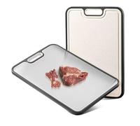 Double Sided Titanium Cutting Board - Non-Slip Edge & Juice Groove,Pure Titanium & Wheat Straw PP for Meat, Vegetables & Fruits, Easy to Clean Kitchen Gift (Titanium46*31)