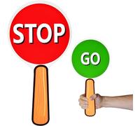 Double Sided Traffic Paddle - 6.3 * 11.8 inch Stop Go Sign With Handle for Teaching Safety