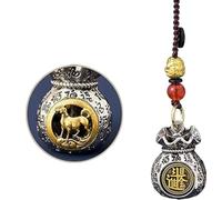 Double-Sided Twelve Zodiac God of Wealth Bag,Daily Prosperity and Fortune-Filled Money Bag Pendant,Chinese Zodiac Fortune Bag,Rotatable Lucky Bag Pendant (Shape-Dog,One Size)