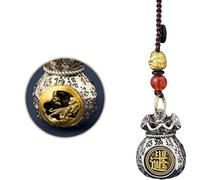 Double-Sided Twelve Zodiac God of Wealth Bag,Daily Prosperity and Fortune-Filled Money Bag Pendant,Chinese Zodiac Fortune Bag,Rotatable Lucky Bag Pendant (Shape-Tiger,One Size)
