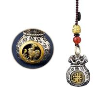 Double-Sided Twelve Zodiac God of Wealth Bag,Daily Prosperity and Fortune-Filled Money Bag Pendant,Chinese Zodiac Fortune Bag,Rotatable Lucky Bag Pendant (Shape-Chicken,One Size)