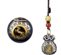 Double-Sided Twelve Zodiac God of Wealth Bag,Daily Prosperity and Fortune-Filled Money Bag Pendant,Chinese Zodiac Fortune Bag,Rotatable Lucky Bag Pendant (Shape-Horse,One Size)