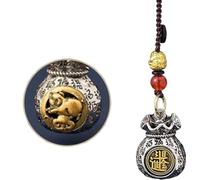 Double-Sided Twelve Zodiac God of Wealth Bag,Daily Prosperity and Fortune-Filled Money Bag Pendant,Chinese Zodiac Fortune Bag,Rotatable Lucky Bag Pendant (Shape-Pig,One Size)