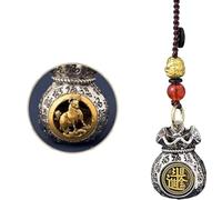 Double-Sided Twelve Zodiac God of Wealth Bag,Daily Prosperity and Fortune-Filled Money Bag Pendant,Chinese Zodiac Fortune Bag,Rotatable Lucky Bag Pendant (Shape-Bull,One Size)