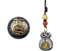 Double-Sided Twelve Zodiac God of Wealth Bag,Daily Prosperity and Fortune-Filled Money Bag Pendant,Chinese Zodiac Fortune Bag,Rotatable Lucky Bag Pendant (Shape-Dragon,One Size)