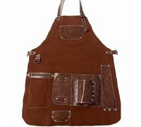 Double-Sided Velvet Welding Apron for Heat-Resistant and Flame-Retardant Protection, for Durable Work Apron with Crossbody Strap, 60 x 80 cm(Brown)