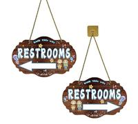 Double-Sided Walk This Way Restroom Sign, Left or Right Arrow Indicators, Funny Bathroom Wall Decor, No Public Restroom Sign for Business, Half Bathroom Accessories, Restroom Decor and Accessories