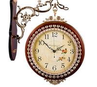 Double Sided Wall Clock, Large Non Ticking Hanging Clocks, Round Decorative European Style Two Faces Hanging Clocks, large outdoor clocks with 360 degree rotation function for Home Decor Indoor Outdoo