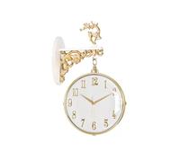 Double Sided Wall Clock, Round Vintage Wall Mounted Double Side Clock, Decorative Wall Clock for Living Room, Porch, Home, Office, Restaurant, Hotel Decor