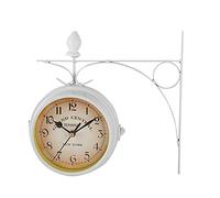 Double Sided Wall Clock Vintage Iron Wall Hanging Clock Double Sided Garden Clocks Retro Station Clock Metal Silent Wall Clock Rotate Antique Wall Clock
