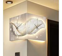 Double-Sided Wall Clock with LED Light - Decorative 3D Corner Design, Silent Movement, Easy to Clean, Ideal for Living Room and Bedroom Decoration