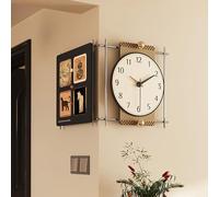 Double-Sided Wall Clock, Wrought Iron Frame, Split Panel Design, Easy to Read, Stylish Decorative Clock for Living Room, Bedroom, Office or School Spaces
