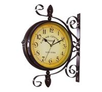 Double Sided Wall Hanging Clock Silent Antique Style Decorative Clock Ornament for Hotel Bar Patio Office Housewarming Gift