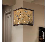 Double-Sided Wall Lamp Clock with Automatic Sensing, Retro Butterfly Decorative Chandelier for Corner Walls 12in