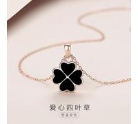 Double-sided warm four-leaf clover necklace for women, Korean style, niche, love clavicle chain, versatile 925 sterling silver pendant