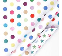 Double-Sided Watercolor Gift Wrapping Paper Roll, Colorful Gift Wrapping Tissue Paper, Gift Wrapping Paper Roll, Recyclable Gift Wrap for Birthday, Christmas, Wedding, Anniversary (F)