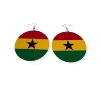 Double-Sided West African Countries Bold Statement Dangle Earrings (Ghana)