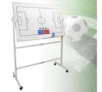 Double-Sided Wheeled Coaching Whiteboard for Basketball & Soccer, Dry Erase Tactical Board with Marker, Retractable Stand for Sports Training, Reversible Strategy Board