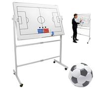 Double-Sided Wheeled Coaching Whiteboard for Soccer Basketball, Portable Tactical Board with Marker Pen and Eraser, Retractable Bracket for Daily Training and Tactical Deployment