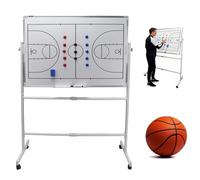 Double-Sided Wheeled Coaching Whiteboard for Soccer & Basketball with Marker and Eraser, Retractable Bracket for Daily Training and Tactical Deployment