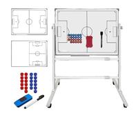 Double-Sided Wheeled Coaching Whiteboard with Marker and Eraser, Retractable Stand for Soccer, Basketball and Football Tactics