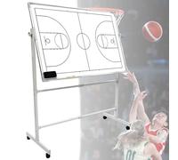 Double-Sided Wheeled Coaching Whiteboards, Basketball Soccerball Board for Coaches with Marker Pen and Eraser, Retractable Bracket, for Daily Training, Tactical Deployment Basketball-60 * 90cm