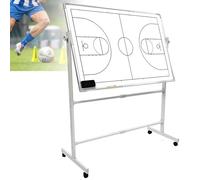 Double-Sided White Board on Wheels for Coaching, Dry-Erase Board with Magnetic Markers and Eraser, for Basketball, Soccer, and Volleyball Coaches