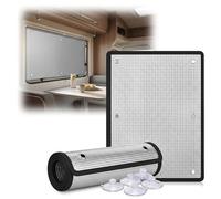 Double Sided Window Heat Blocking Film, 8mm Aluminum Foil Insulation Sun Visor, Reflective Sunroom Glass Window Tint with Suction Cups, Privacy Blackout Shade for Home RV Bedroom(Black,35cm*80cm)