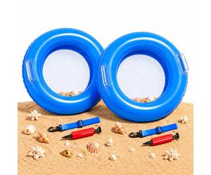 Double Sifting Mesh Shark Tooth Sifter,2026 Inflatable Floating Sand Sifter for The Beach with Comfortable Grip,Lightweight SharkTeeth Sifte-r for SharkTeeth,Shells,Fossils and Beach Treasure Hunting