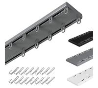 Double Silent Track Rails, Aluminium Curtain Tracks, Heavy Duty Sliding Curtains Rod Ceiling Mount Easy To Install For Room Divider Office Closet Basement 1.6-19.7 Ft(gray,3.3ft) Gray 19.4ft